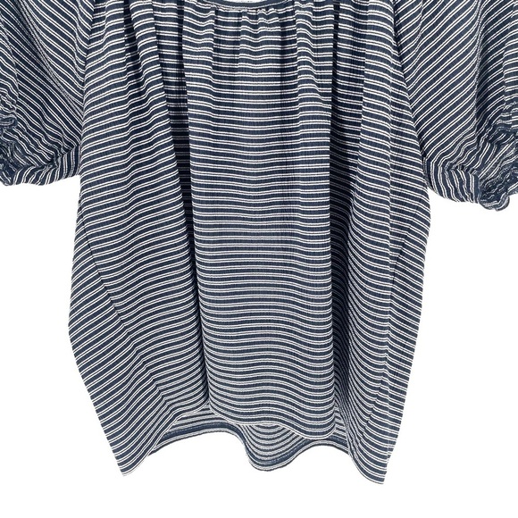 MADEWELL Texture & Thread Peasant Shirt in Stripe Short Fitted Sleeve Top - Picture 6 of 9